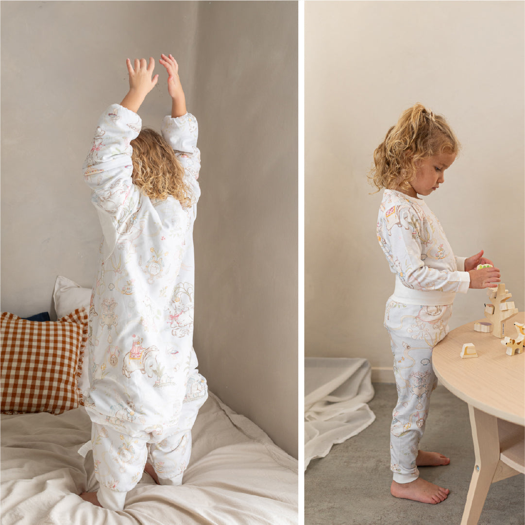 vosbos circus pajama sleepsuit bundle matching