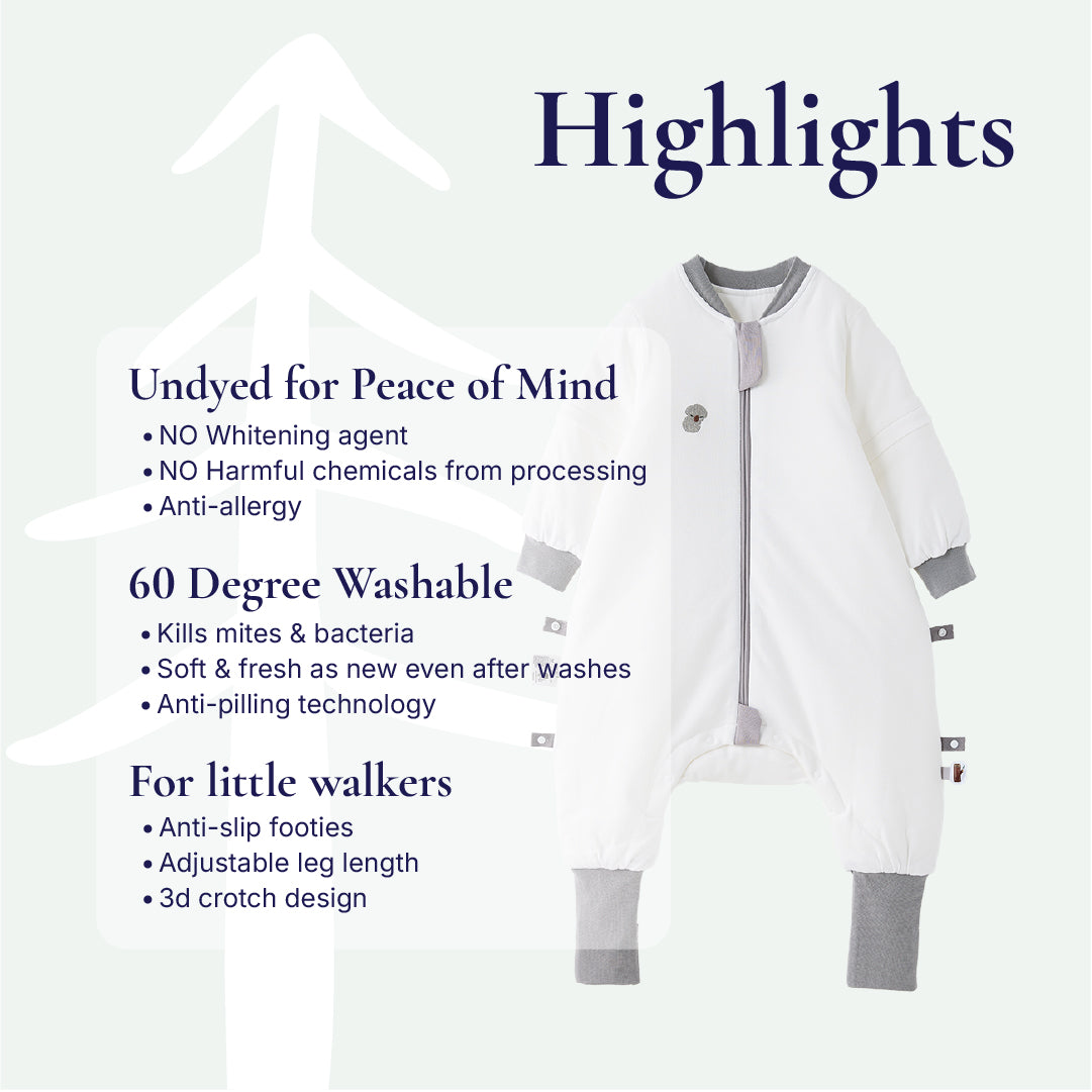 PureGlow Undyed Sleep Suit | Grey Koala | 2.0TOG